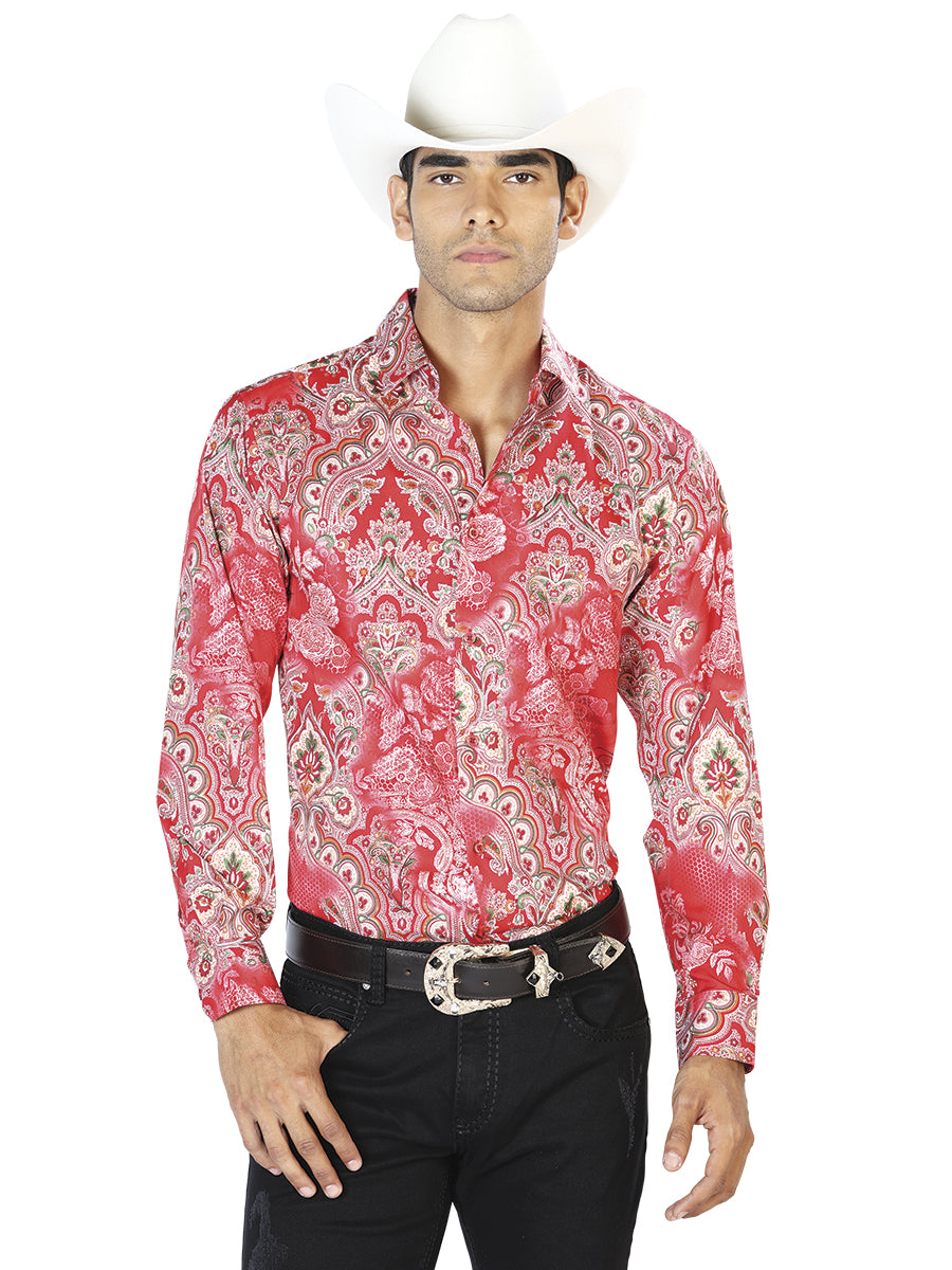 Red Casual Long Sleeve Shirt 43581