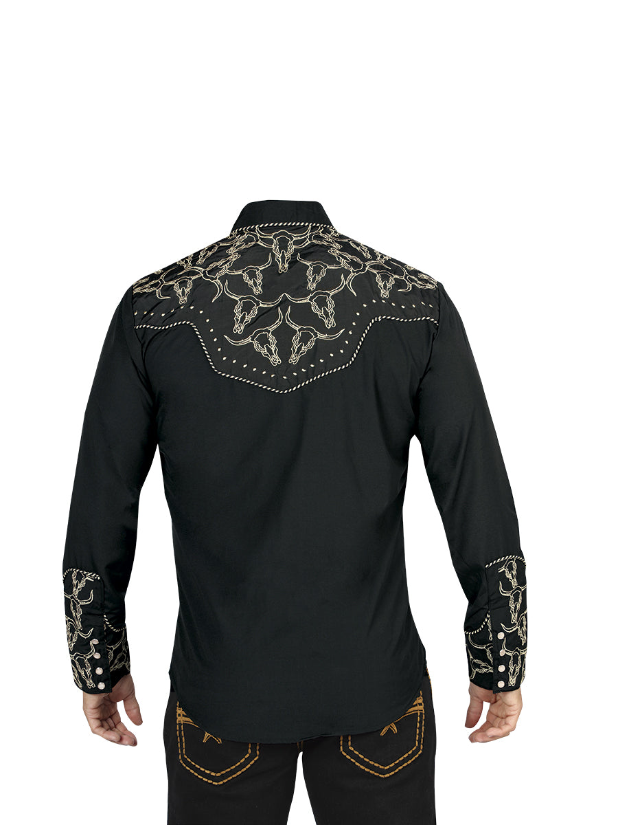 Camisa Bordada El Señor De Los Cielos Negro/Dorado 44338