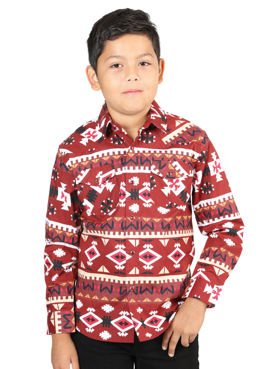 Camisa casual de manga larga de El General Red 44443