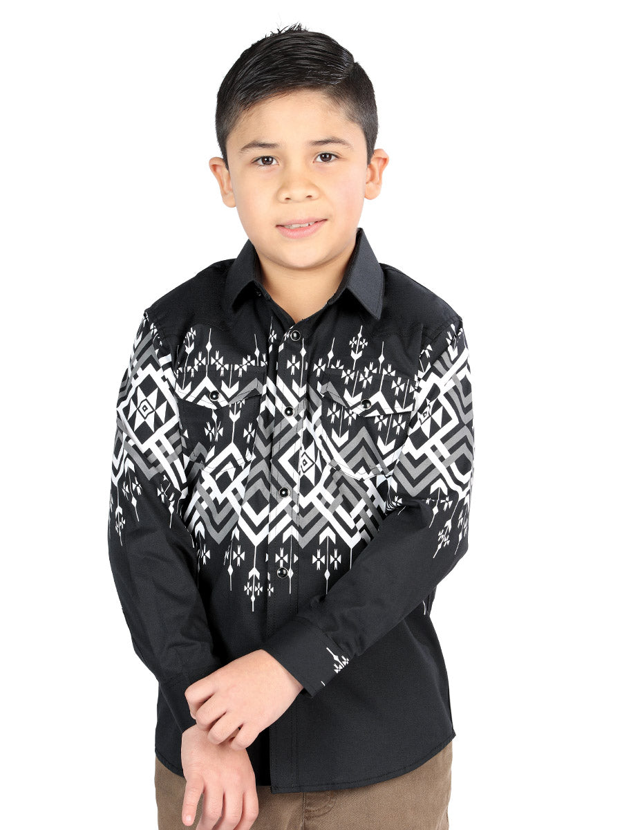 Camisa informal de manga larga de El General Negra 44466