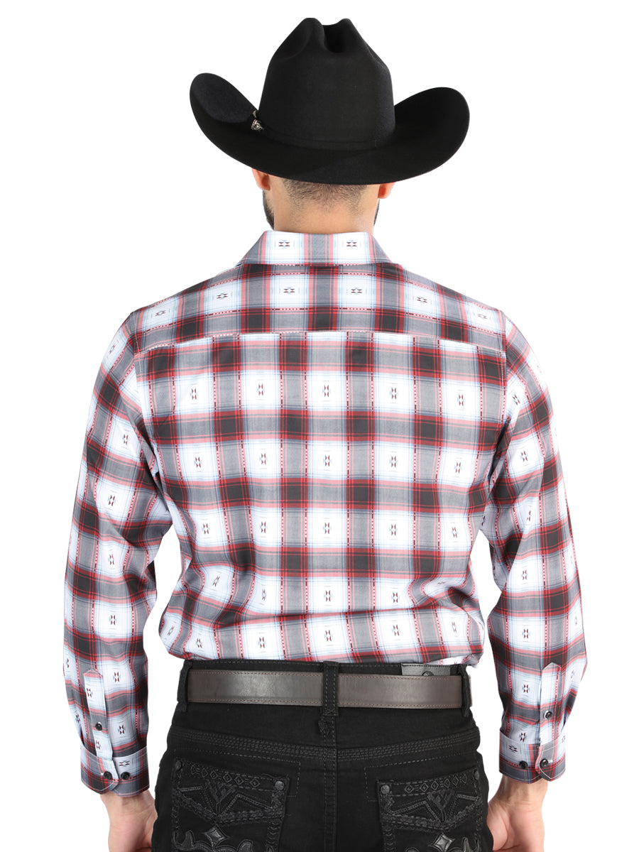 El General - Camisa casual de manga larga - Negro/Rojo 44701