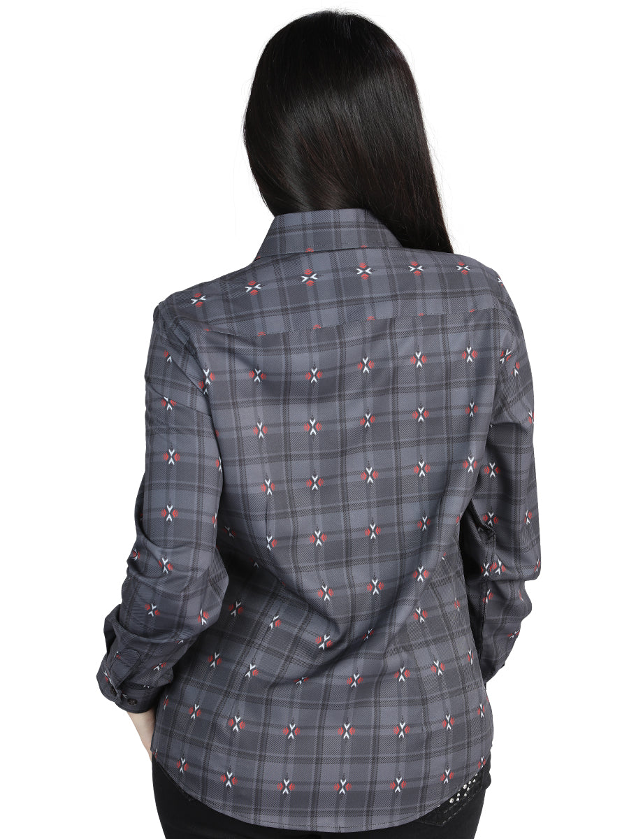 El General - Camisa informal de manga larga - Gris/Marrón 44725