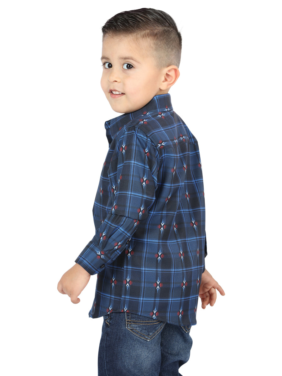 Camisa informal de manga larga El General negra/azul 44738