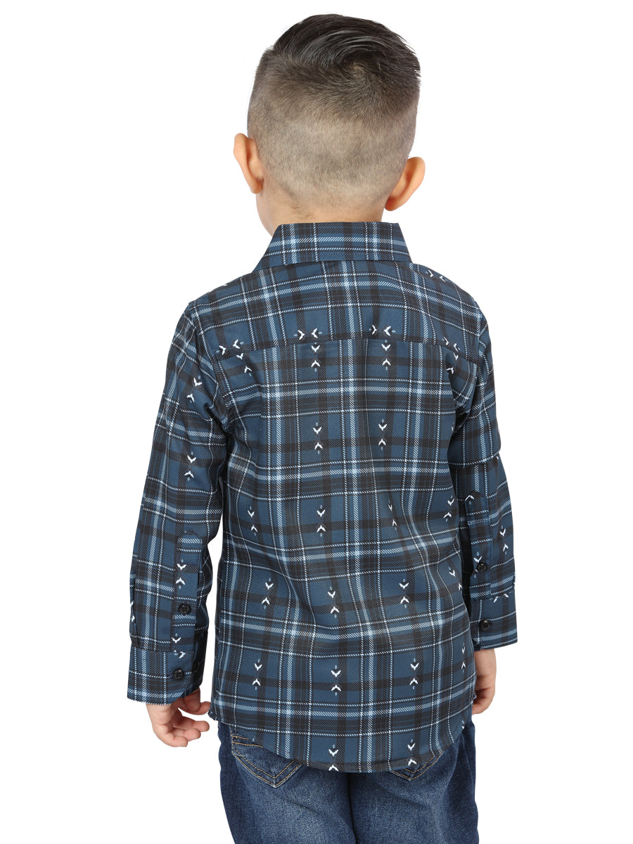 Camisa informal de manga larga El General azul marino/blanco 44740