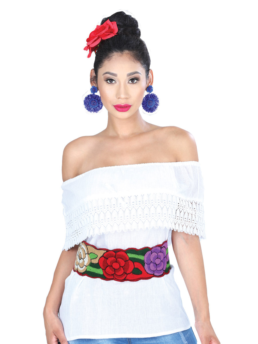 Artisanal Embroidered Belt Floral Multicolor 601443