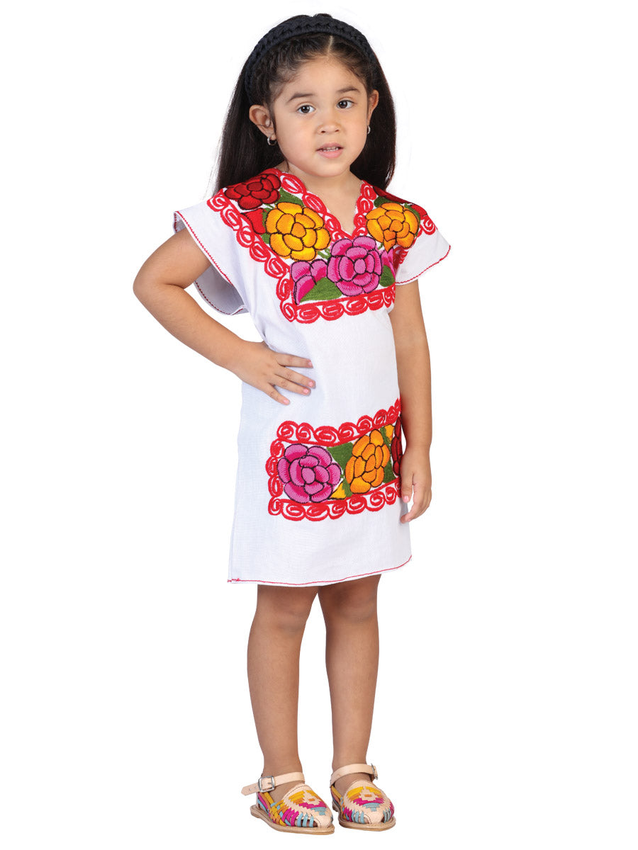 Vestido Bordado Artesanal 50% Algodón, 50% Poliéster Blanco 601662