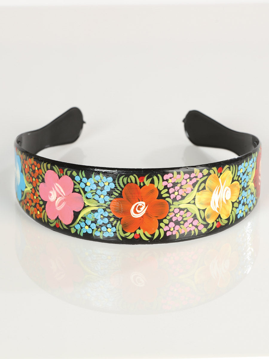 Diadema artesanal pintada a mano de plástico multicolor 602936