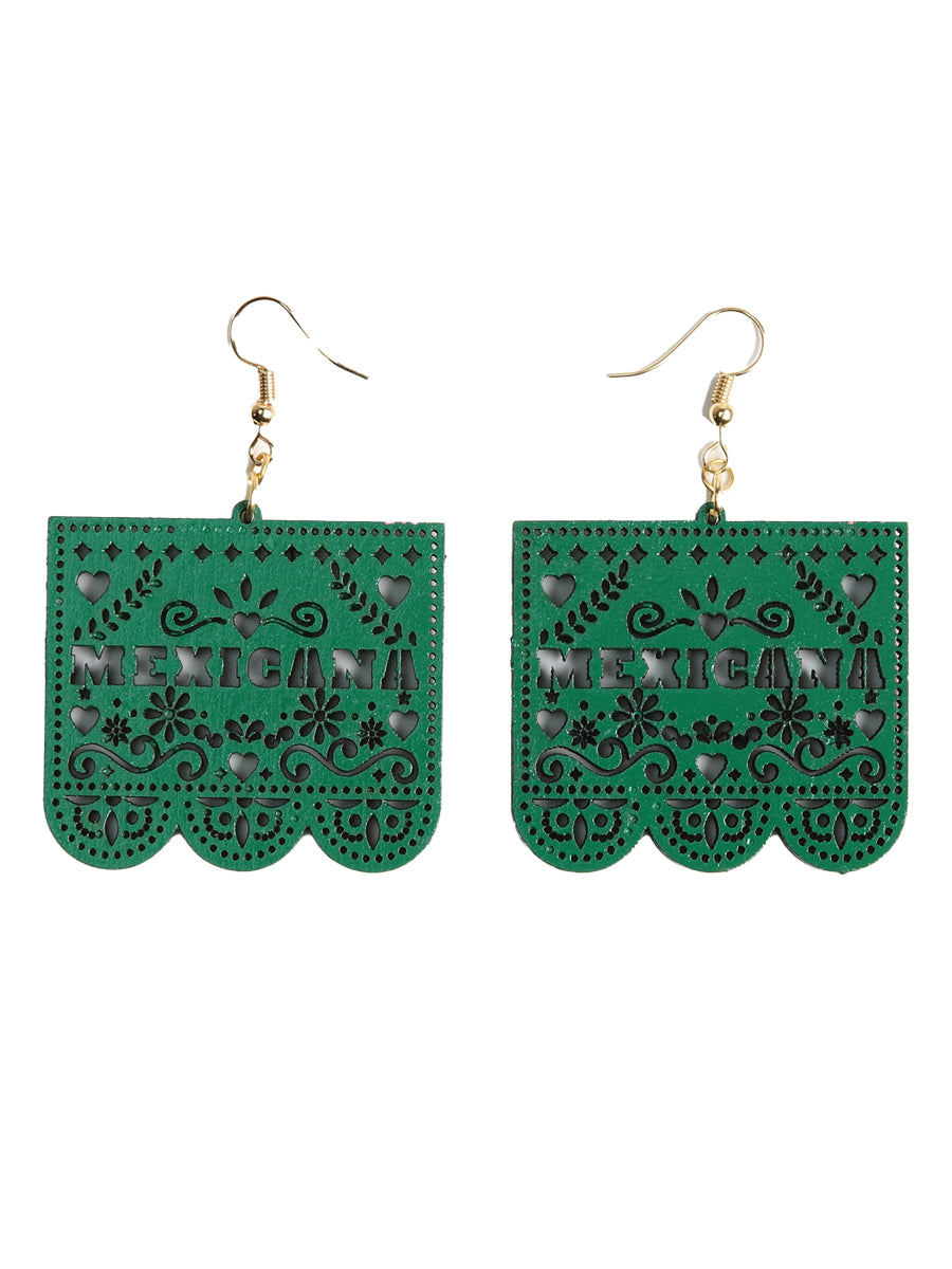 Artisanal Handmade Earrings Wood Green 603947