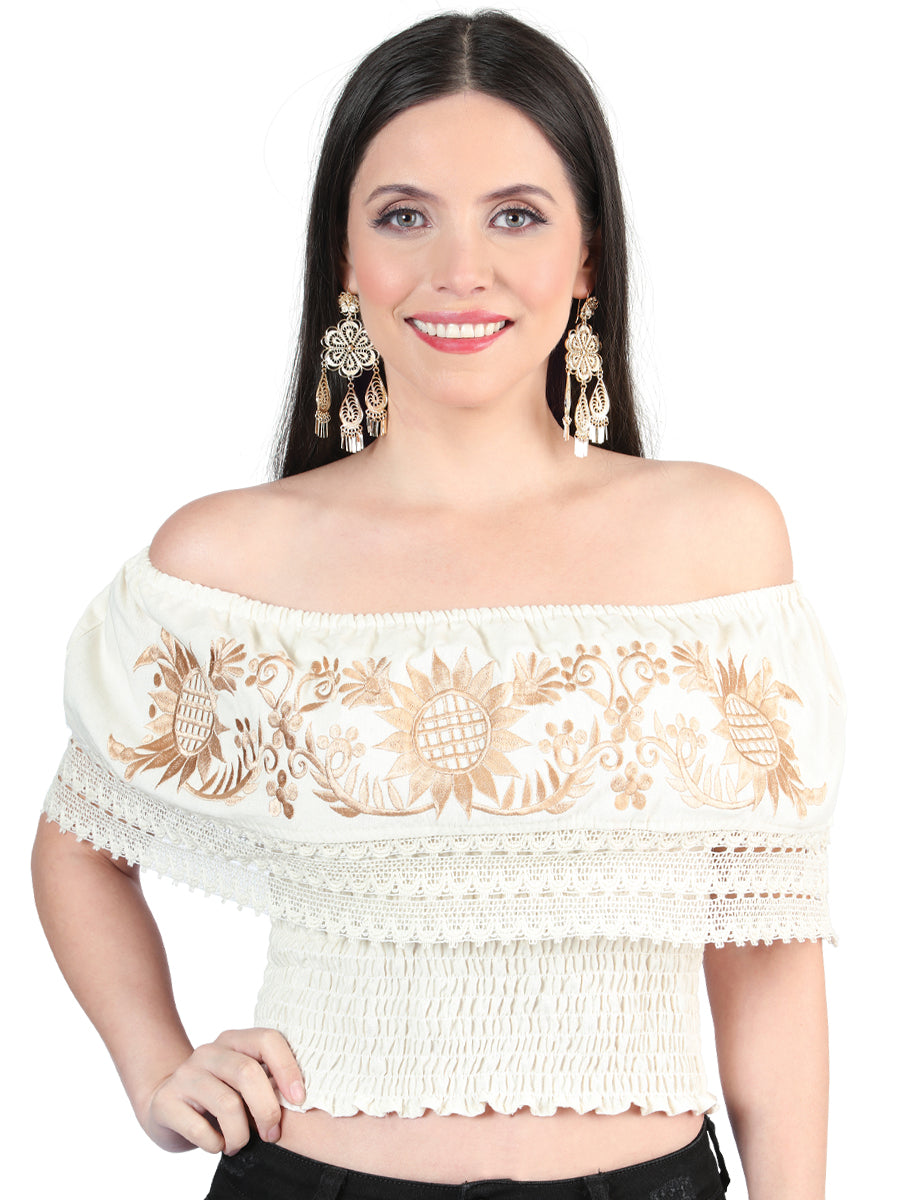 Blusa Bordada Artesanal 100% Algodón Beige 603970