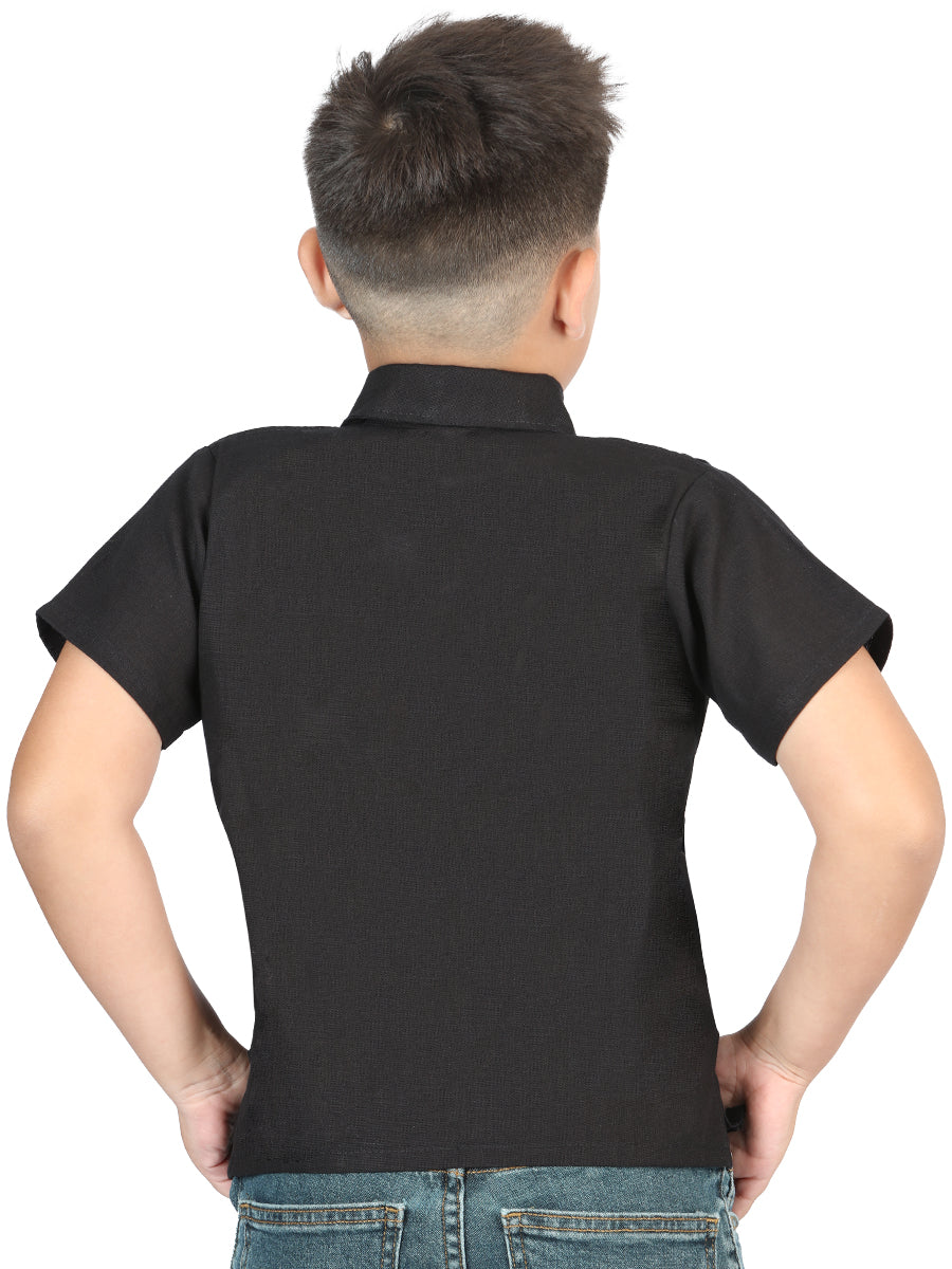 Camisa Bordada Artesanal 100% Algodón Negra 603980