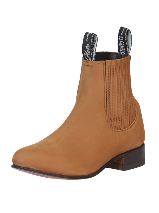 Bota Charro Canelo - Cuero Nobuck Topo 231