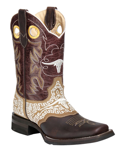 El General Rodeo Boot - Crazy Dark Brown with Embroidery 33309