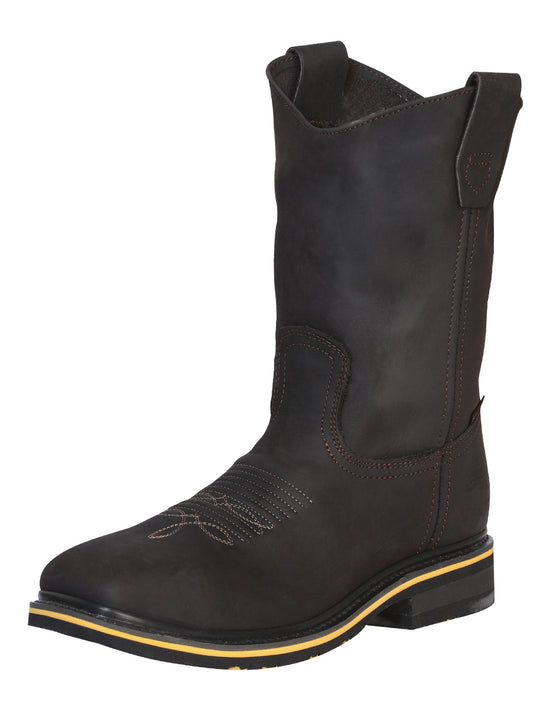 Establo Men’s Rodeo Boot - Crazy Leather Chocolate with Steel Toe  41545