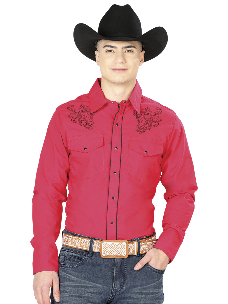Camisa Western roja de manga larga 42956