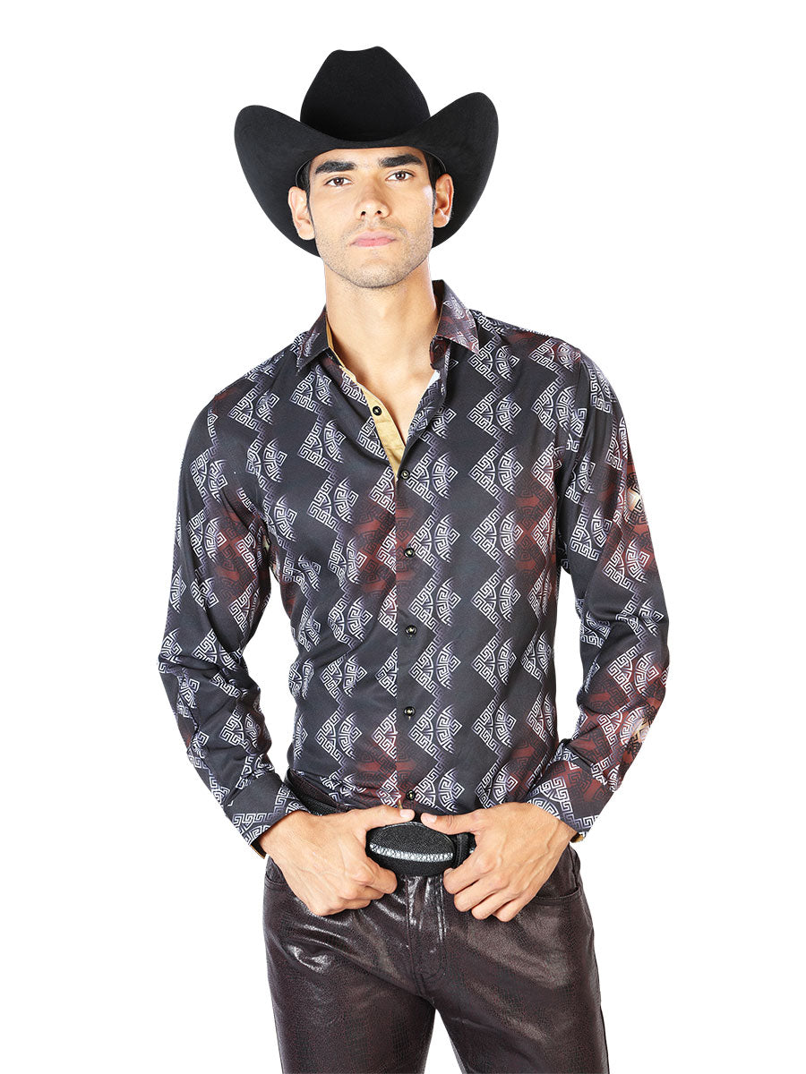 Black And Gray Casual Long Sleeve Shirt 43548