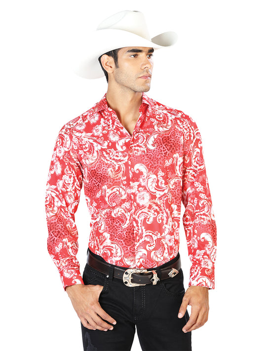 Camisa informal roja de manga larga 43583