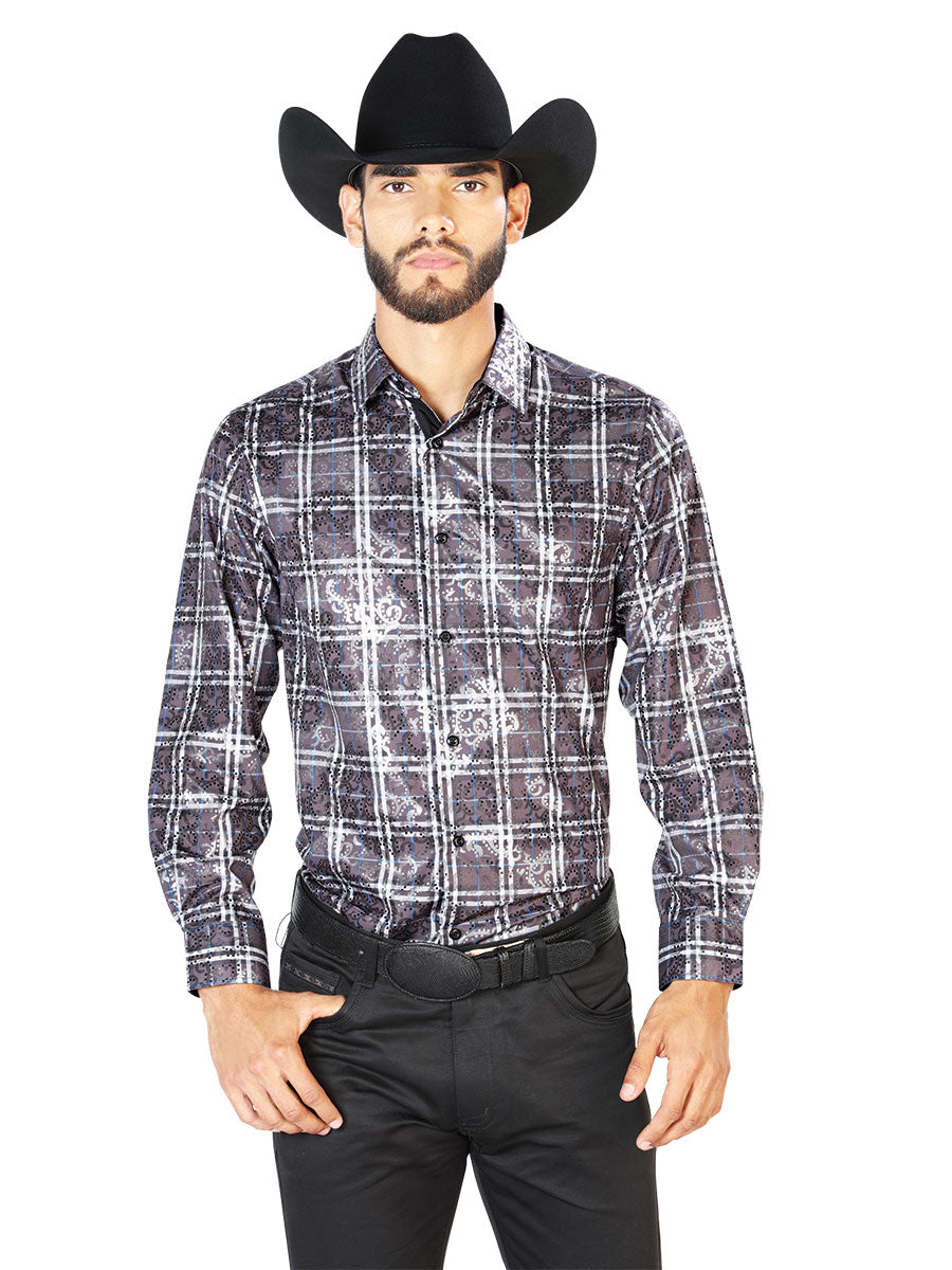 Camisa casual negra de manga larga 43848