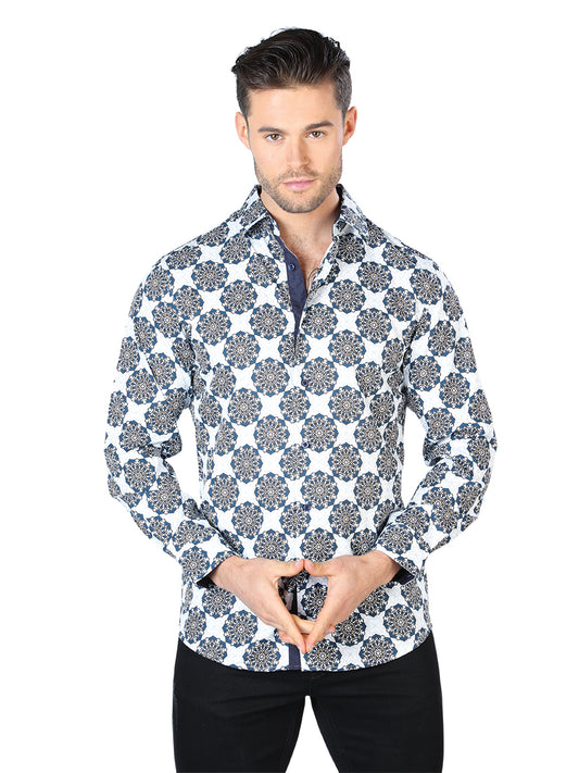 Camisa casual de manga larga blanca y negra 44048