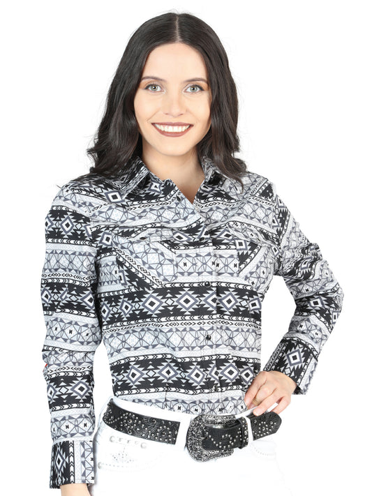 Casual Long-Sleeve Shirt by El General White/Black 44405