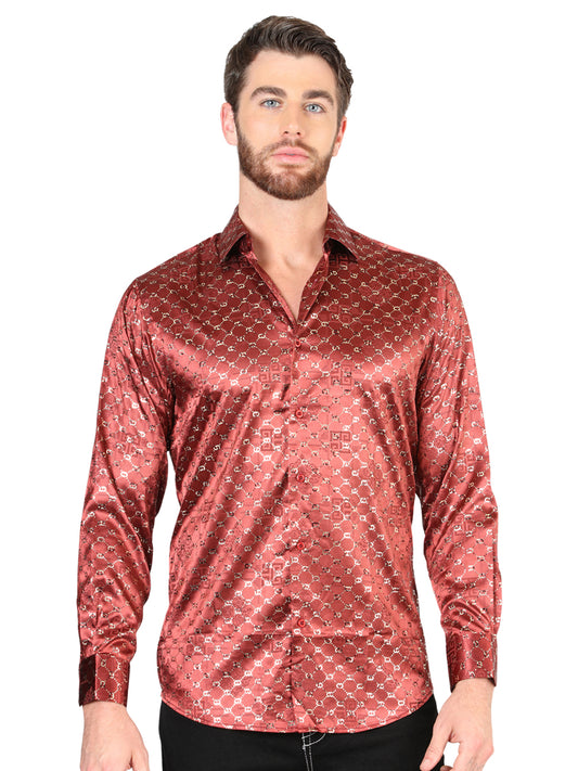 El General Burgundy/Gold Casual Long-Sleeve Shirt 44546