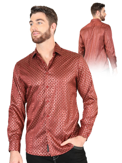 El General Burgundy Casual Long-Sleeve Shirt 44552
