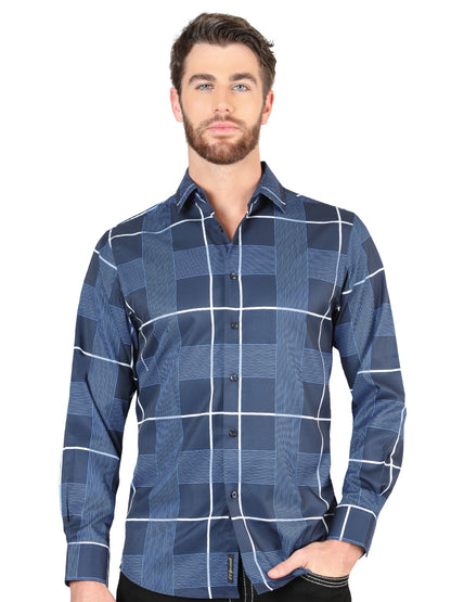 Camisa casual de manga larga azul El General 44600