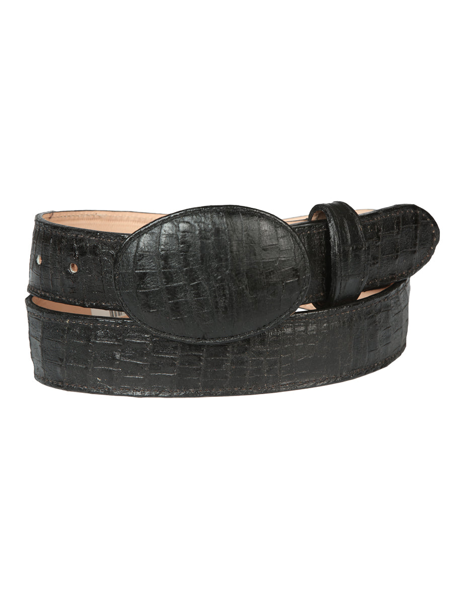 Cinturón vaquero El General para hombre, imitación piel de caimán - Negro 44675