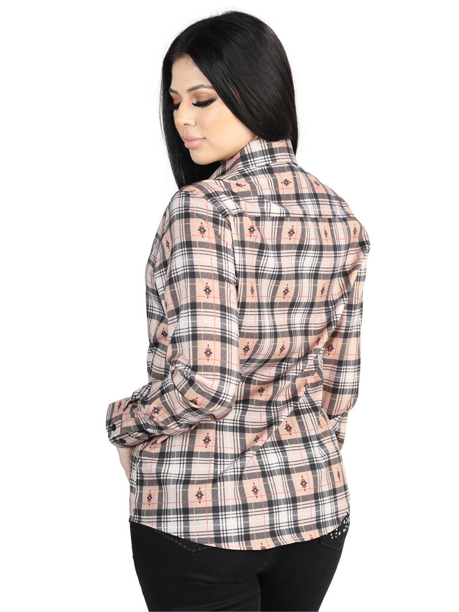 El General - Camisa informal de manga larga - Beige/Negro 44715