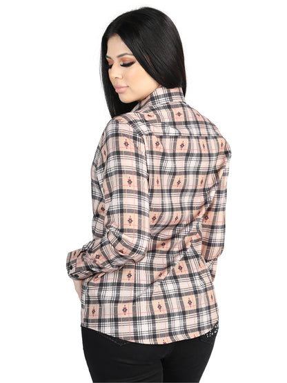 El General - Camisa informal de manga larga - Beige/Negro 44715