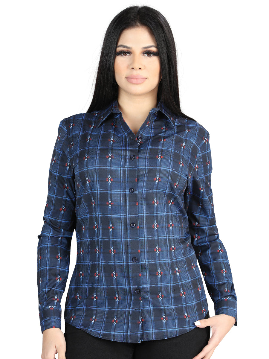 El General - Camisa informal de manga larga - Negro/Azul 44721