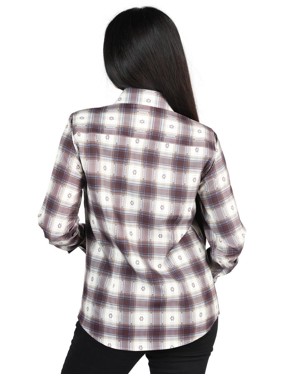 El General - Camisa informal de manga larga - Beige/Borgoña 44730