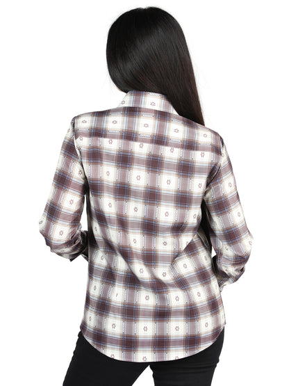 El General - Camisa informal de manga larga - Beige/Borgoña 44730