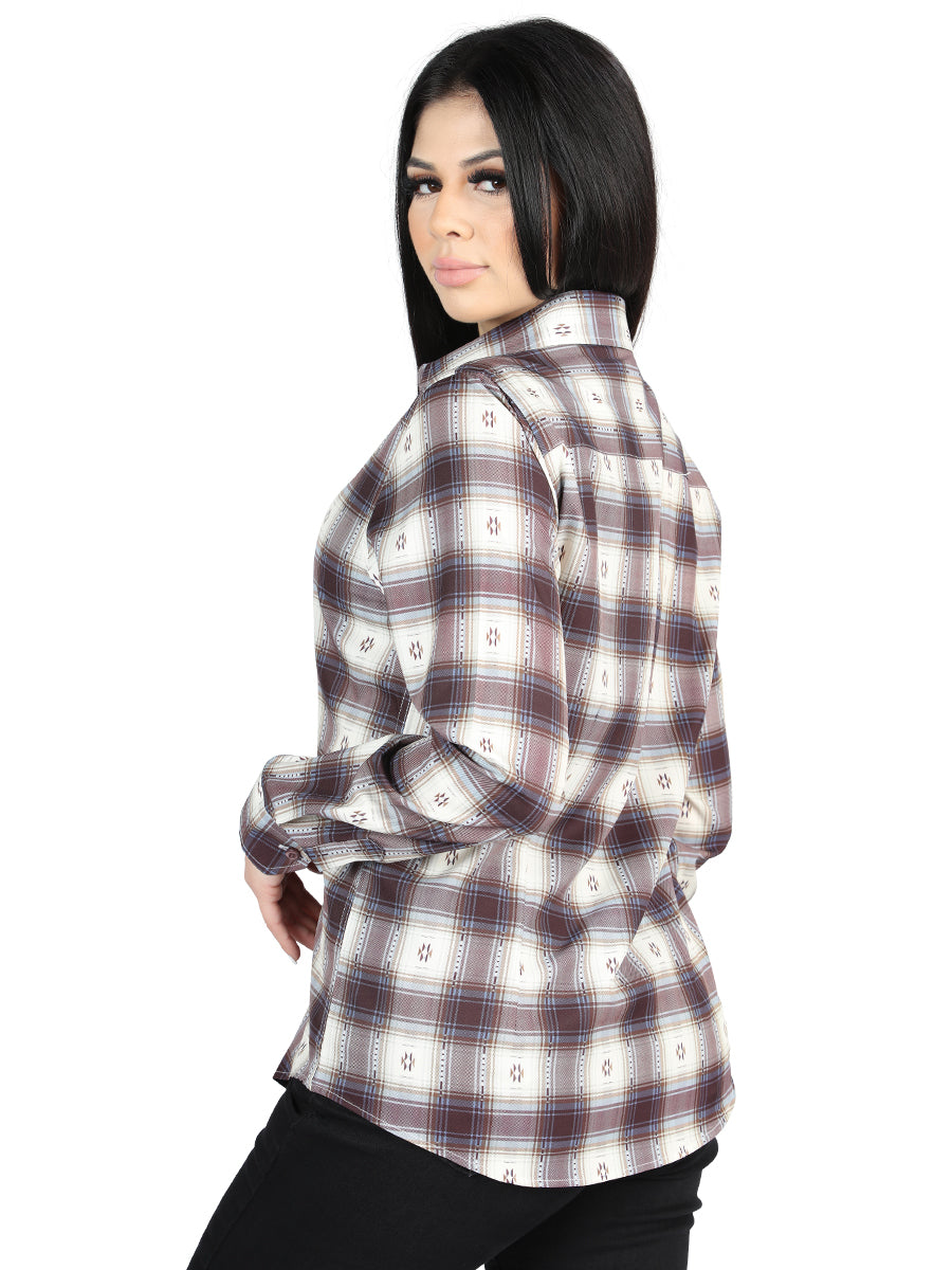 El General - Camisa informal de manga larga - Beige/Borgoña 44730