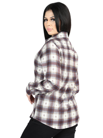 El General - Camisa informal de manga larga - Beige/Borgoña 44730