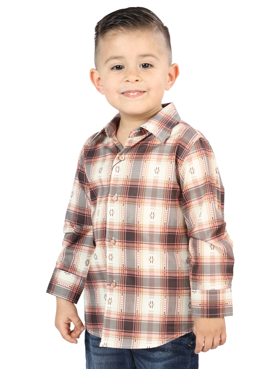 El General Orange/Beige Casual Long-Sleeve Shirt 44733