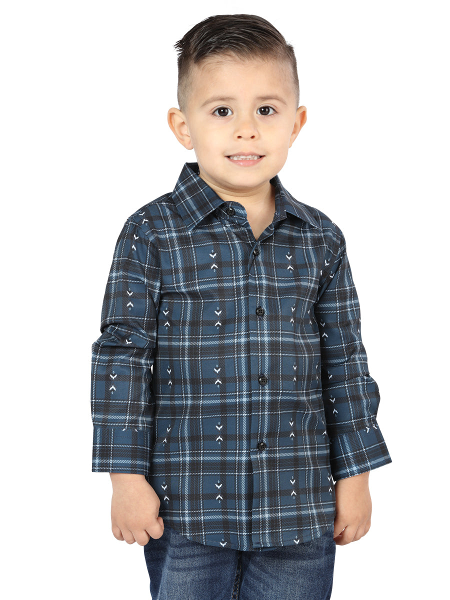 Camisa informal de manga larga El General azul marino/blanco 44740