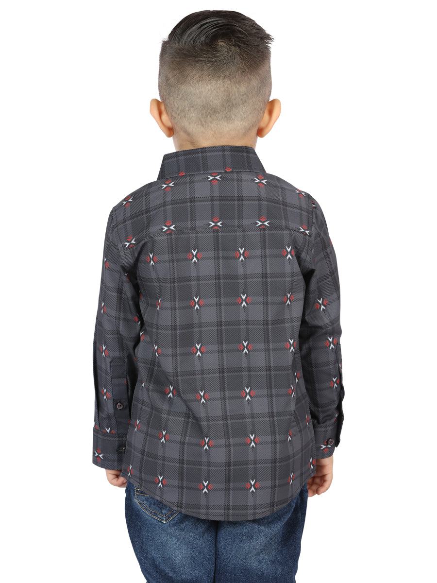 Camisa informal de manga larga El General gris/marrón 44742