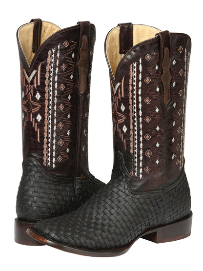 Botas de rodeo de cuero para hombre El General Petatillo - Marrón loco 44861