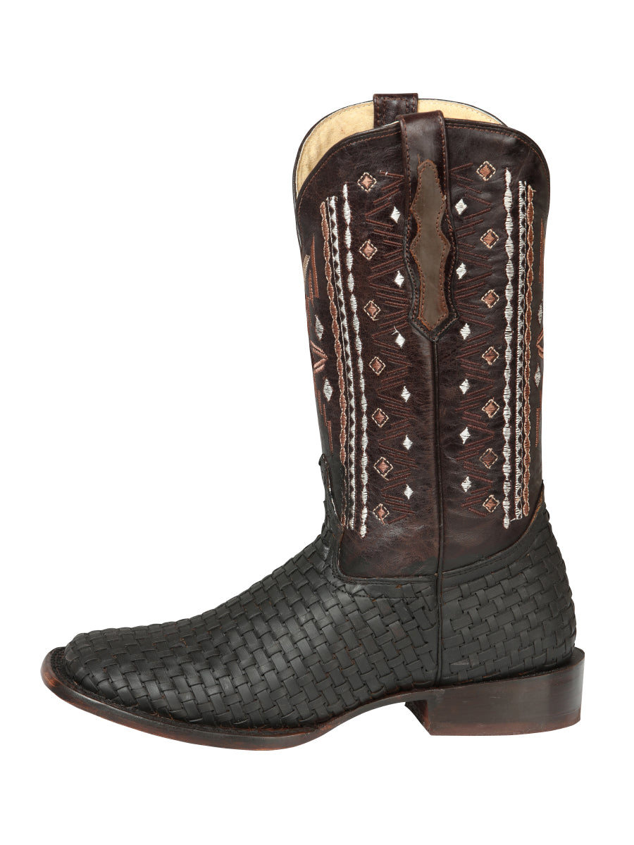Botas de rodeo de cuero para hombre El General Petatillo - Marrón loco 44861