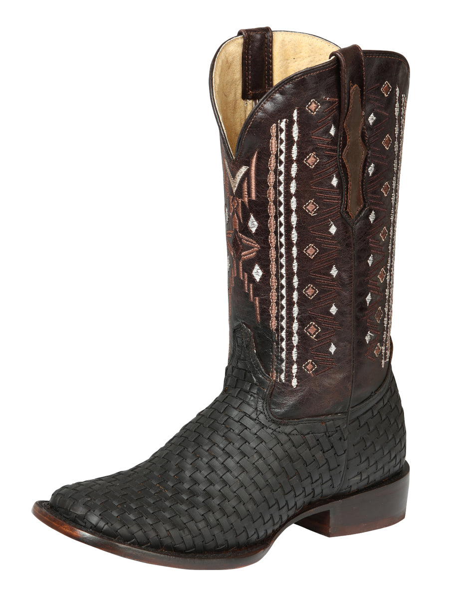 Botas de rodeo de cuero para hombre El General Petatillo - Marrón loco 44861