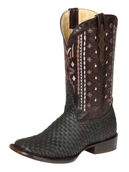 Botas de rodeo de cuero para hombre El General Petatillo - Marrón loco 44861