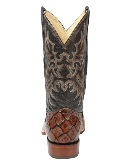 El Señor de los Cielos Men’s Rodeo Boot - Monster Fish Imitation  Leather - Brown 44931