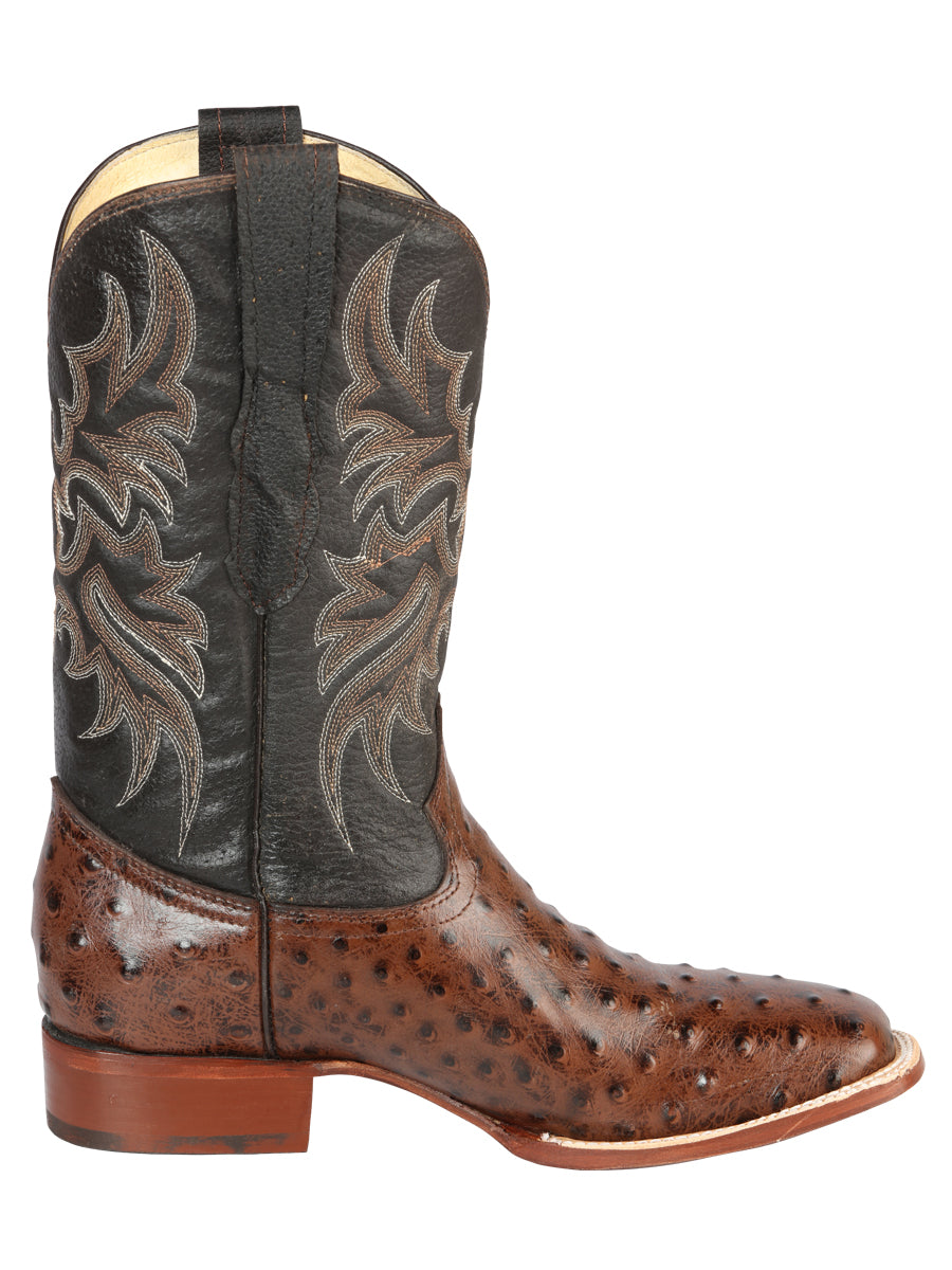 El Señor de los Cielos Men’s Rodeo Boot - Imitation Ostrich Leather -  Brown 44934