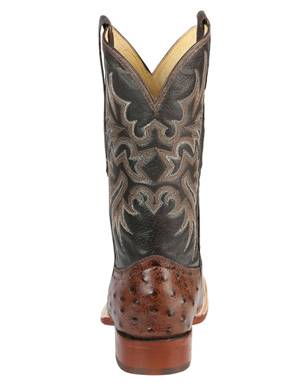 El Señor de los Cielos Men’s Rodeo Boot - Imitation Ostrich Leather -  Brown 44934
