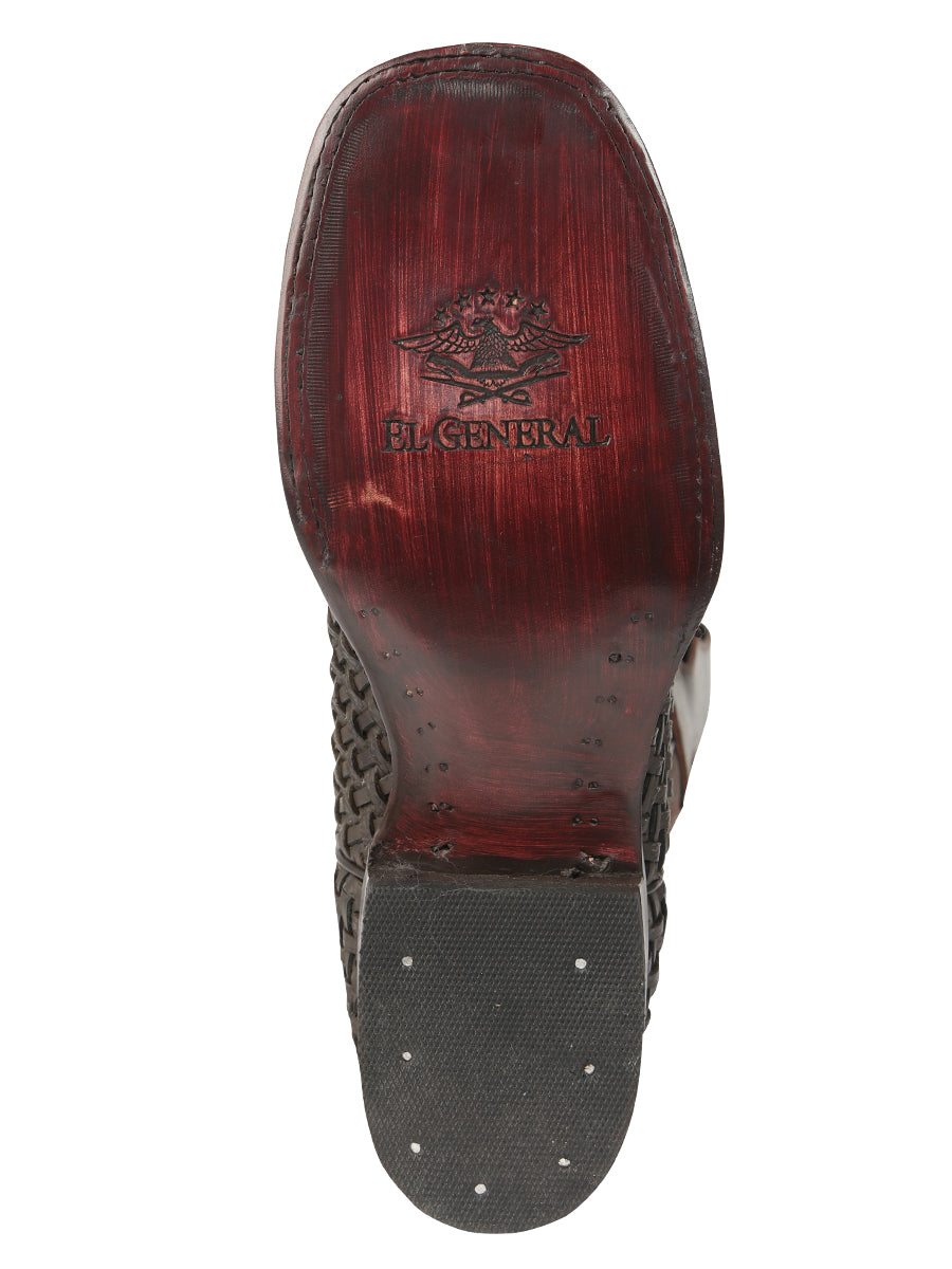 Botas de rodeo de cuero para hombre El General Petatillo - Chocolate 45013