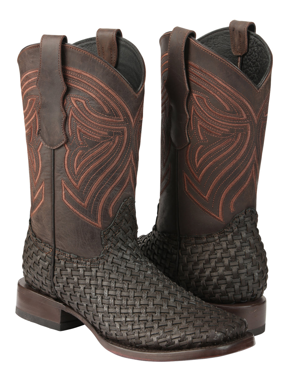 Botas de rodeo de cuero para hombre El General Petatillo - Chocolate 45013