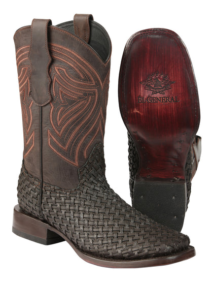 Botas de rodeo de cuero para hombre El General Petatillo - Chocolate 45013