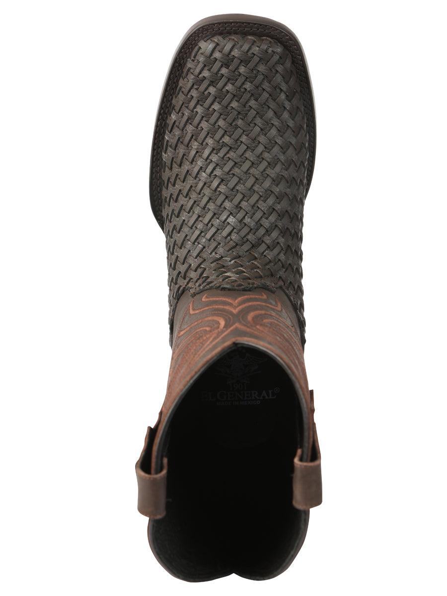 Botas de rodeo de cuero para hombre El General Petatillo - Chocolate 45013