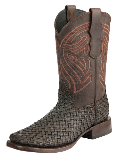 Botas de rodeo de cuero para hombre El General Petatillo - Chocolate 45013