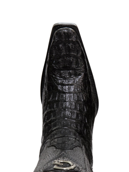 El General Men's Exotic Caiman Nuca Cowboy Boots - Black 45081